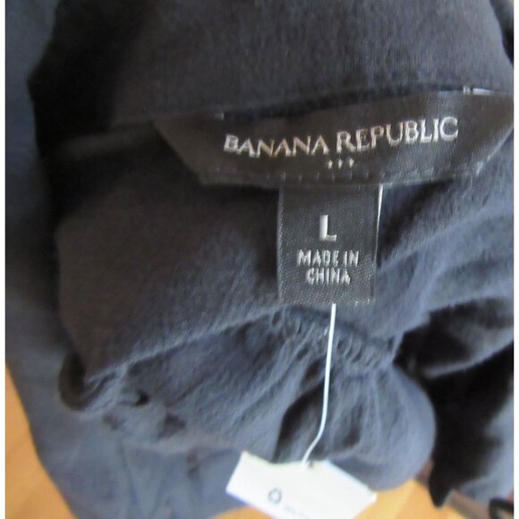 New w Tags Banana Republic Black Sheer Cotton Button Down Blouse SZ L - Picture 5 of 6